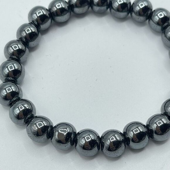 Hematite beaded bracelet 6.75” crystal healing self-esteem confidence willpower - Picture 6 of 6